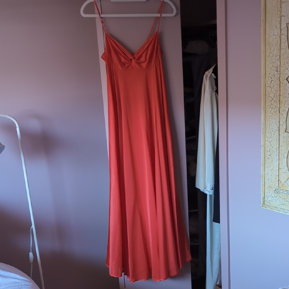Flowy Red-Orange Slip Dress